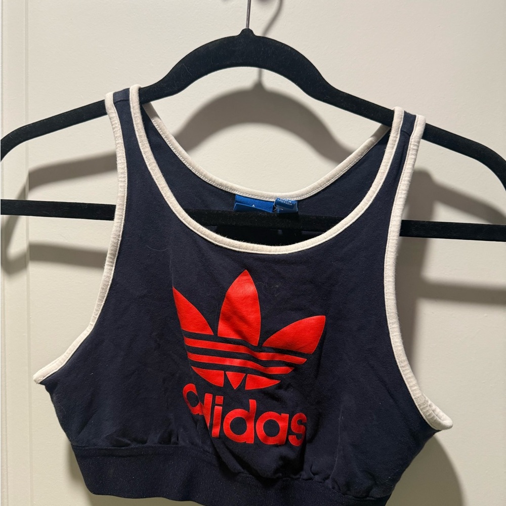 Adidas Navy and White and Red sports bra